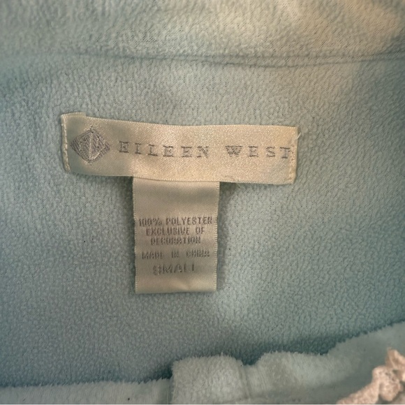 Eileen West Floral Embroidered Fleece Night Gown SM High Neck Button Front Blue - Picture 7 of 12